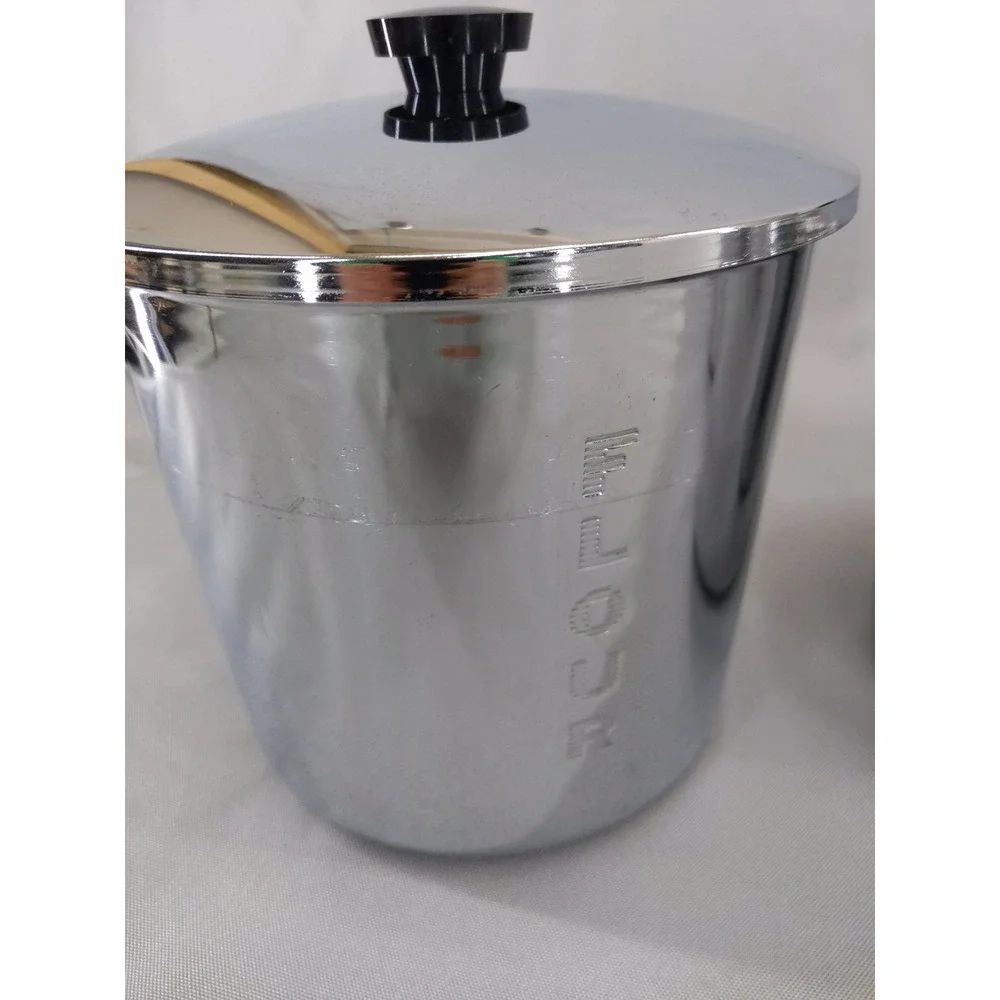 vtg‎ Everedy Canister Set Silver Chrome 4 Piece Nesting Flour Sugar Coffee Tea